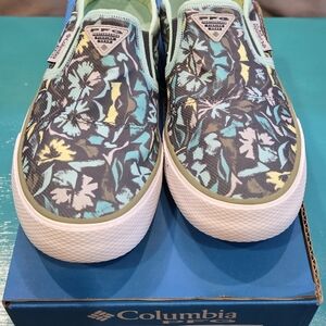 Columbia Women's Floral Slip-On Sneakers - Blue and Yellow